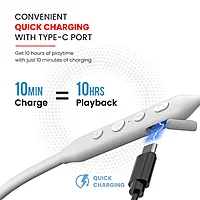 Portronics Harmonics Z5 – Bluetooth Headset, 33Hrs Playtime, Crisp Sound, Comfortable Fit, Sleek Design, Ideal for Music & Calls, Easy Controls, Lightweight, Perfect for Daily Use, White Color.