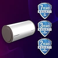 Crompton Versa Horizontal RHS 25L Storage Water Heater (Geyser) with Rust Proof Plastic body and Superior Glassline Coating