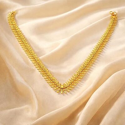 Impon Gold Plated Leaf Design Necklace for Women | Traditional Lightweight Gold Finish Chain | Elegant Daily Wear Jewelry