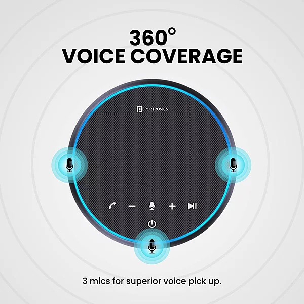 Portronics POR 1386 Talk One Bluetooth Conference Speaker – BT 5.3  3 NC Mics  360° Coverage  Black7