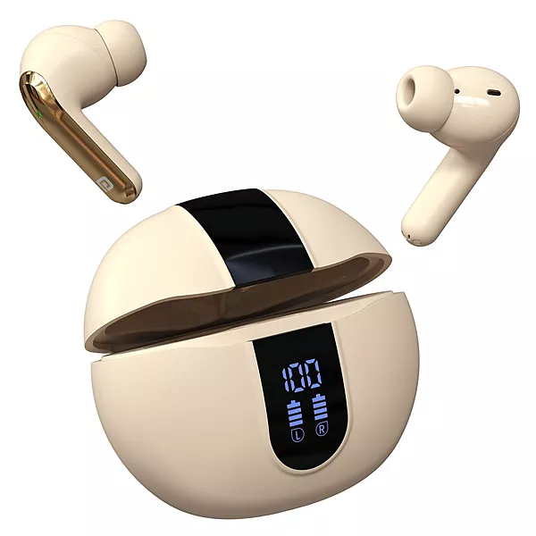 Portronics Twins 29 ANC – TWS Earbuds, 30H Battery Life, Active Noise Cancellation, Comfortable Fit, Stylish Beige Design, Perfect for Music Lovers and Calls, Seamless Connectivity, Lightweight.