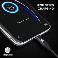 Portronics POR 1392 Konnect B Plus USB-A to Lightning Cable – 3A Nylon Braided 1m Black