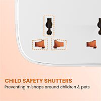 Portronics Power Plate 16 Extension Board – 45W Type-C PD Charging | 3 Universal Sockets | 3 USB Ports | 3 Meter Long Cord | 1440 Watts | Multi-Plug for Home Appliances | 6 Amp | White