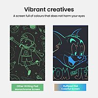 Portronics Ruffpad 15M – 15" LCD Writing Pad with App, Blue. Perfect for notes, sketches, and reminders. Lightweight, portable, and eco-friendly. Ideal for students and professionals alike.