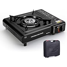 Dual Fuel Portable Gas Stove for Propane & Butane, Camping Stove with Single Burner, Propane Adapter