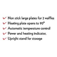 Borosil 1000W Neo Waffle Maker | Non Stick Coating, Square, Anti Skid Rubber Feet, Automatic Temperature Control | 2 Year Warranty, Silver
