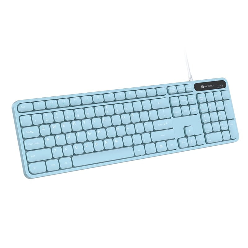 Portronics Ki-Pad 3 USB Wired Keyboard with Large Keycaps, Noise-Free Typing, Fn Multimedia Hotkeys, Full-Size Layout with Num Pad, Ergonomic Design, 1.5m USB Cable