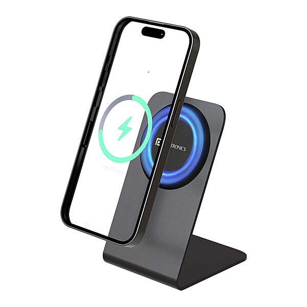 Portronics Flux 2 – 15W Qi2 Wireless Charger for iPhone 16–12, sleek design, fast charging, compatible with Qi-enabled devices, lightweight, portable, perfect for home and office use.