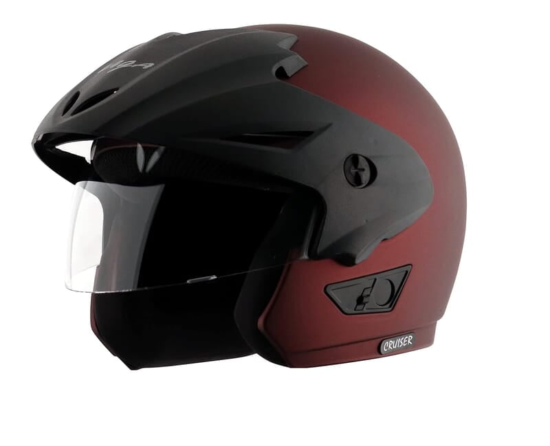 Vega Cruiser ISI Certified Matt Finish Lightweight & Compact with Peak Open Face Helmet for Men and Women with Clear Visor