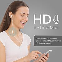 Portronics Conch Theta L – 8-Pin Earphones with Mic, featuring a sleek white design, high-quality sound, and comfortable fit for an immersive audio experience on the go.
