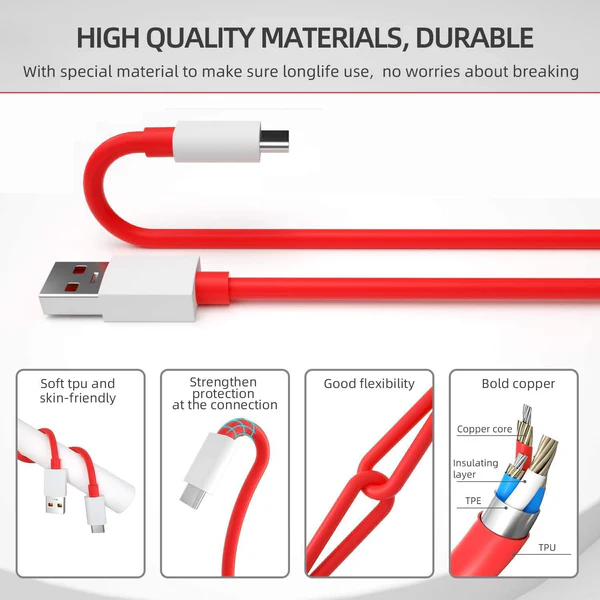 Digitek WARP / Dash Charge Type C Data Cable 1 Meter Color White (DC 1M C OP)
