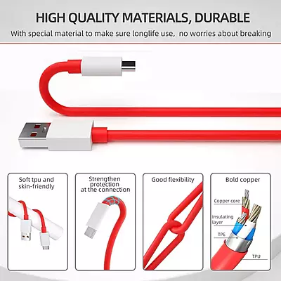 Digitek WARP / Dash Charge Type C Data Cable 1 Meter Color White (DC 1M C OP) Digitek WARP / Dash Charge Type C Data Cable 1 Meter Color White (DC 1M C OP)