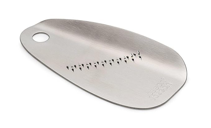 Joseph Joseph Garlic and Ginger Grater – Stainless Steel, Silver – Non-Slip Handle, Easy-Clean, Compact Kitchen Tool
