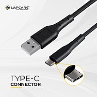 Lapcare Hook LTC‑1125 USB-A to Type‑C braided cable delivers 18 W fast charging and high-speed data sync, with durable/ tangle‑free design, 1 m length, and metal‑shell connectors.