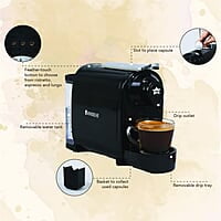 Wonderchef Regalia Capsule Coffee Machine with Frother 1400W Perfect espresso shots for Cappuccino, Latte and Americano
