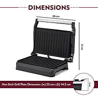 Borosil Meta Prime Grill Sandwich Maker Grill (Silver, Black)