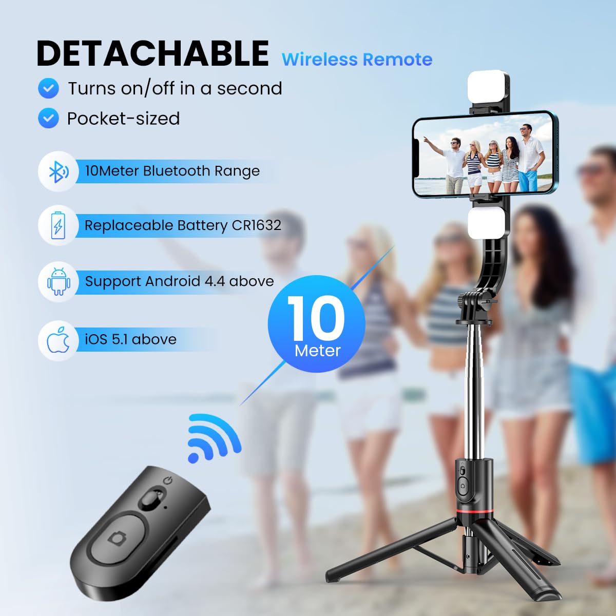 Portronics Lumistick – A versatile 360° selfie stick featuring adjustable light modes for perfect selfies. Compact design, easy to use, and ideal for capturing stunning moments anywhere!