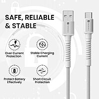 Portronics Konnect X – USB to Lightning Cable, White. Durable, fast charging, and data transfer. Compatible with all Lightning devices. Perfect for everyday use and travel. 1 meter long.