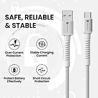 Portronics Konnect X – USB to Type-C Cable, 3A, 1M, White. Fast charging and data transfer, durable design, compatible with various devices, perfect for everyday use and travel.