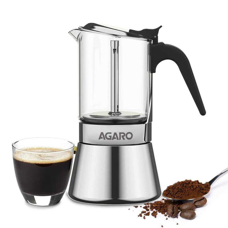 AGARO Imperial Moka Pot, Stovetop & Induction, Espresso Coffee, 240 Ml