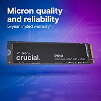 Crucial P510 1TB NVMe SSD – M.2 2280 | PCIe Gen5 | Up to 11000MB/s Read