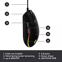 LOGITECH LIGHT SYNC WIRED GAMING MOUSE G203-Black