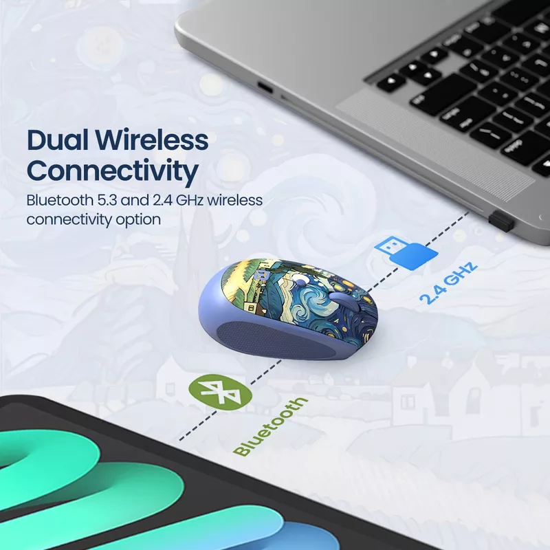 Portronics Toad III Plus Blue – Dual Mode Mouse, Stylish, Ergonomic Design, Wireless & Wired Connectivity, Smooth Tracking, Long Battery Life, Ideal for Home & Office Use, Compact & Portable.