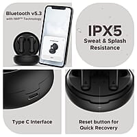boAt Airdopes Sonik in Ear TWS Earbuds with 60 hrs Playback, IWP Tech, Quad Mics with ENx, ASAP Charge, 11 mm Drivers, BT v5.3 & IPX4 Sweat and Splash Resistance