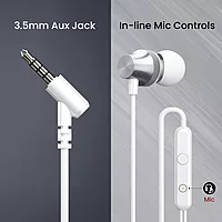 Portronics Conch Beat A – 3.5mm Earphones with Mic | Sleek Silver Design, High-Quality Sound & Comfortable Fit