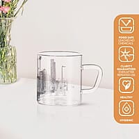 Borosil Vision Roma Tea n Coffee Classic Mug Set of 6 Pcs 210 ml | Borosillicate Glass, Microwave Safe, Scratch Resistance, Lightweight | for Chai, Green Tea, Milk