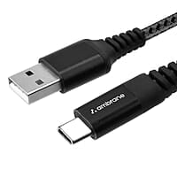 Ambrane Type C Cable 3A Fast Charging 1M Braided Cable for Smartphones, Tablets, Laptops & other Type C devices, 480Mbps Data Sync, Quick Charge 3.0 (RCT 10