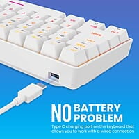 Portronics Hydra 10 Mechanical Wireless Gaming Keyboard with Bluetooth 5.0 + 2.4 GHz, RGB Lights 16.8 Million Colors, Type C Charging, Compatible with PCs, Smartphones and Tablets