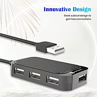 Portronics Mport 4D is a versatile 4-in-1 USB hub featuring multiple ports and a long cable for easy connectivity. Perfect for expanding your device's capabilities with convenience and efficiency.
