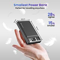 Portronics Mini 10K – Compact 10000mAh Power Bank, 22.5W Fast Charging, LED Display, Dual USB Output, Lightweight Design, Ideal for Travel, Compatible with Smartphones and Tablets.
