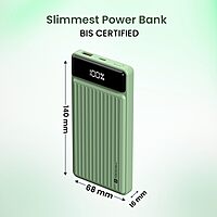 Portronics Luxcell B 10K Power Bank – 10000mAh | 22.5W Fast Charging  | Green