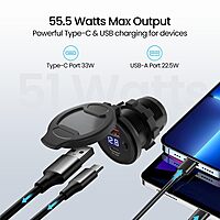 Portronics Spark 51W – Type-C & USB Motorcycle Charger, Fast Charging, Compact & Durable