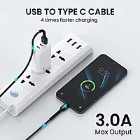 Portronics Konnect X – 3A USB to Type-C Cable, 2M Black, durable and fast charging, perfect for data transfer and charging devices, tangle-free design, compatible with various Type-C devices.