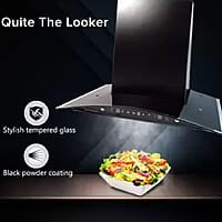 Wonderchef Power Curve Wall-Mount Chimney Auto Clean Function 1200M3/H Suction Capacity 3 Speed Motion SS Baffle filter