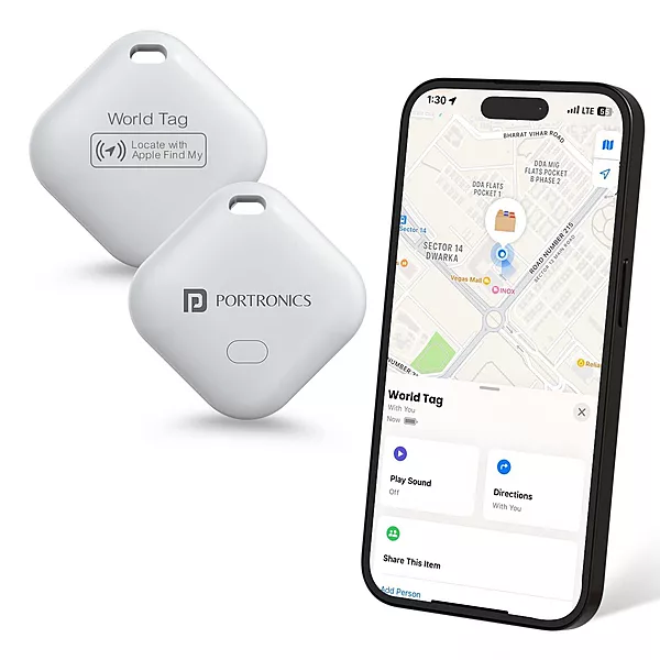 Portronics Worldtag is a Bluetooth item finder designed for iOS devices. Easily track your belongings via the app, ensuring you never lose your keys or wallet again. Compact and user-friendly!