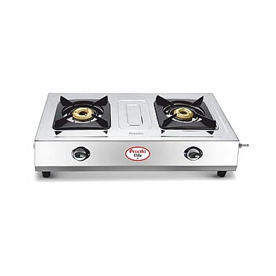 Preethi Elda Stainless Steel 2-Burner Glass Gas Stove