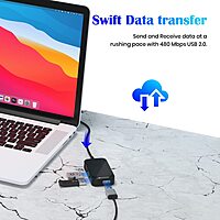 Portronics Mport 4D is a versatile 4-in-1 USB hub featuring multiple ports and a long cable for easy connectivity. Perfect for expanding your device's capabilities with convenience and efficiency.