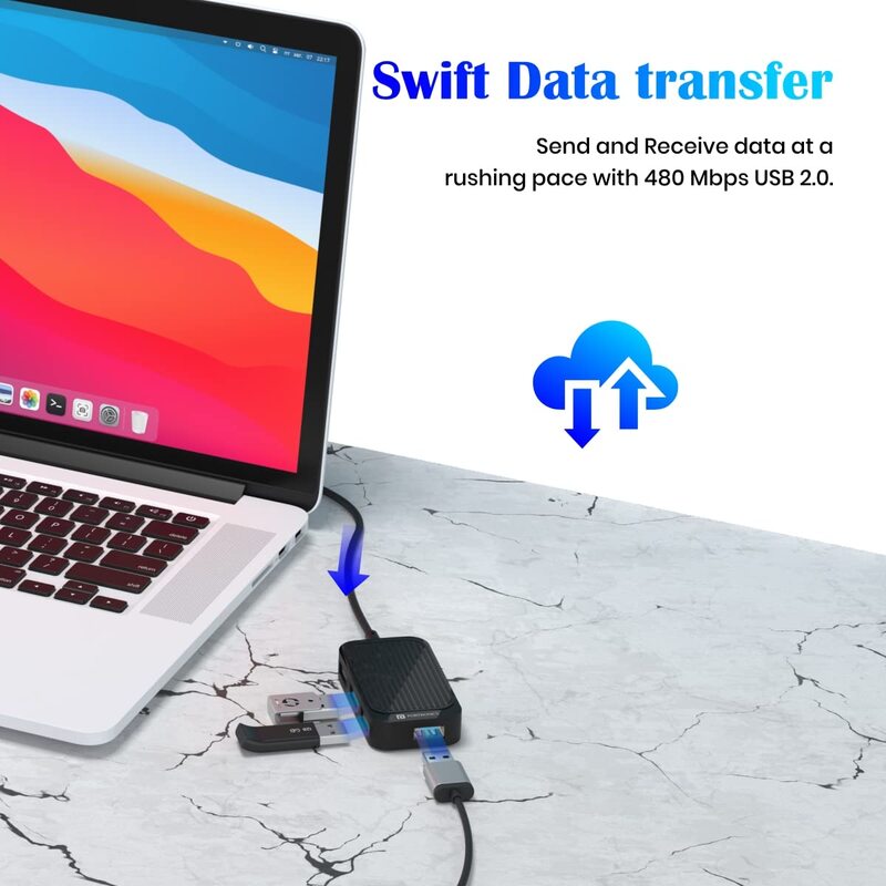 Portronics Mport 4D is a versatile 4-in-1 USB hub featuring multiple ports and a long cable for easy connectivity. Perfect for expanding your device's capabilities with convenience and efficiency.