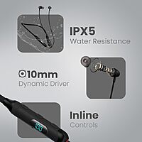 Portronics Harmonics Z8 – Bluetooth Earphones, 40H Battery Life, Sleek Black Design, Deep Bass, Comfortable Fit, Ideal for Music & Calls, Lightweight, Easy Controls, Perfect for On-the-Go.