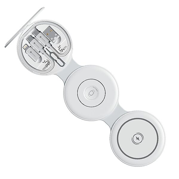 Portronics ChargeMate Trio 15W 3-in-1 Wireless Charger with 60W Type-C Cable | White