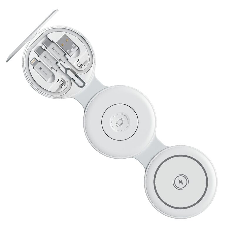 Portronics ChargeMate Trio 15W 3-in-1 Wireless Charger with 60W Type-C Cable | White