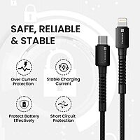 Portronics Konnect X – 27W Type-C to Lightning Cable, 2M, fast charging, durable design, compatible with iPhone, iPad, and more, perfect for quick data transfer and reliable performance.