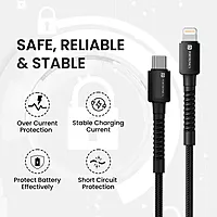 POR 2168 Konnect X C-Lightning – 27W Type-C to Lightning Braided Cable | 2M | Black | 06 Months