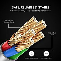 Portronics POR 1392 Konnect B Plus USB-A to Lightning Cable – 3A Nylon Braided 1m Black