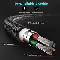 Portronics 1648 Konnect L 20W Type-C to Lightning Cable – Nylon Braided | 1M | Black