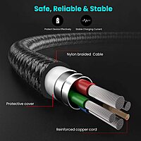 Portronics 1648 Konnect L 20W Type-C to Lightning Cable – Nylon Braided | 1M | Black